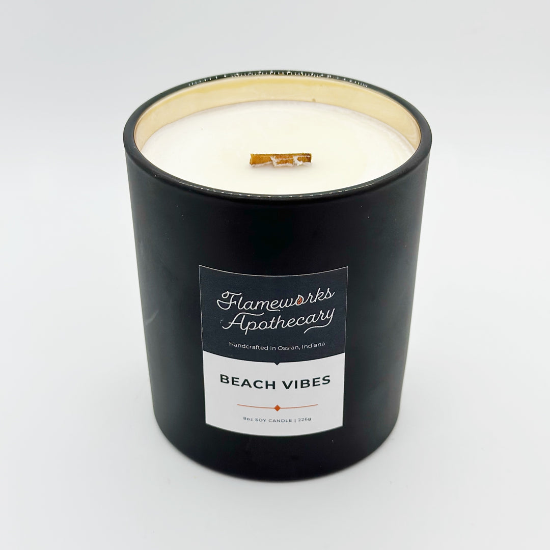 Beach Vibes 8 oz Black Matte Tumbler Jar Candle