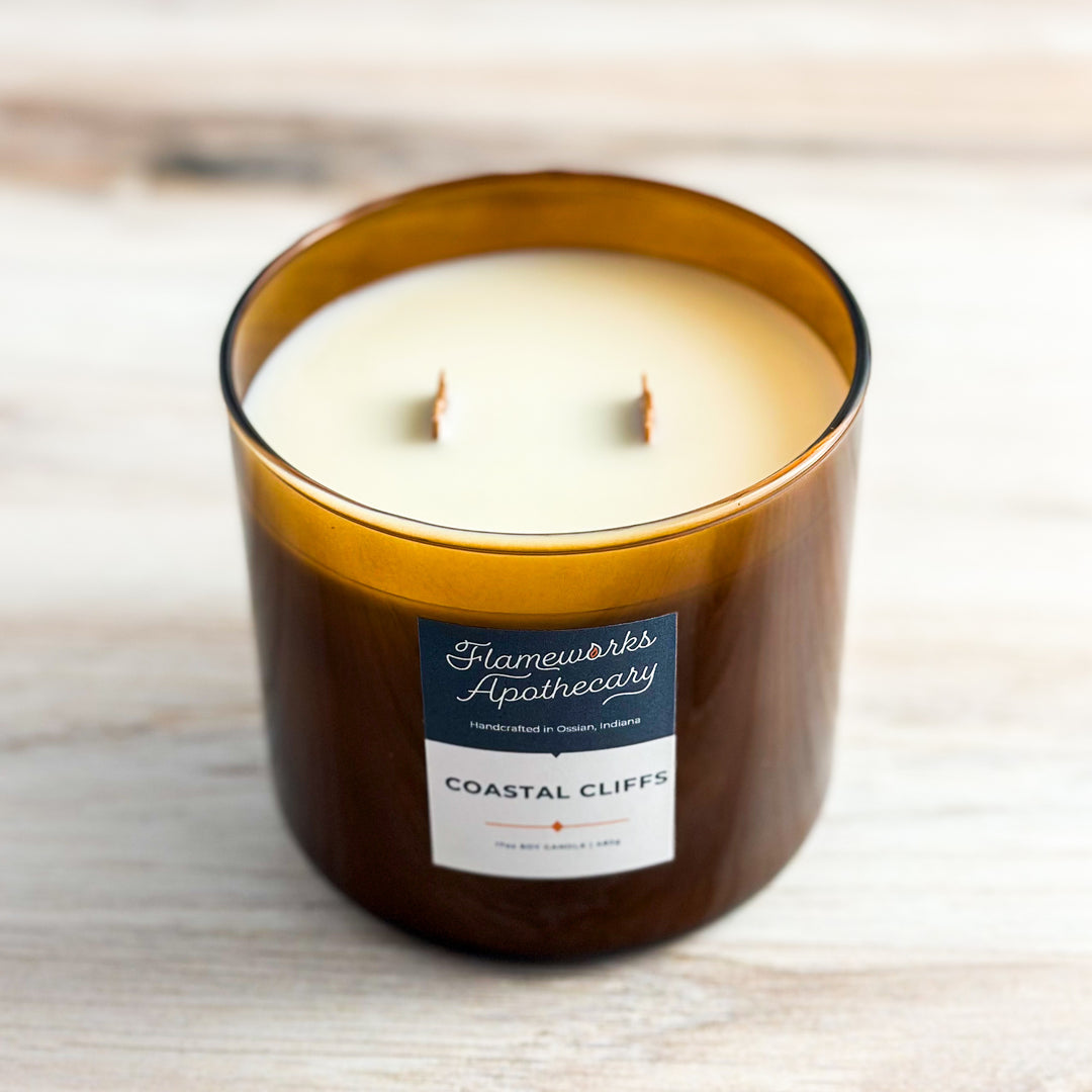 Coastal Cliffs 17 oz Double Wick Amber Jar Candle