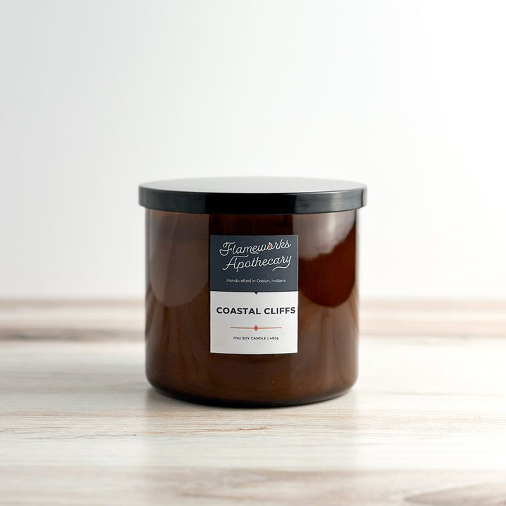 Coastal Cliffs 17 oz Double Wick Amber Jar Candle