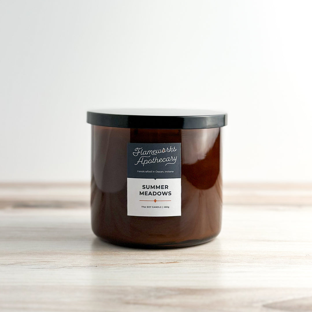 Summer Meadows 17 oz Double Wick Amber Jar Candle
