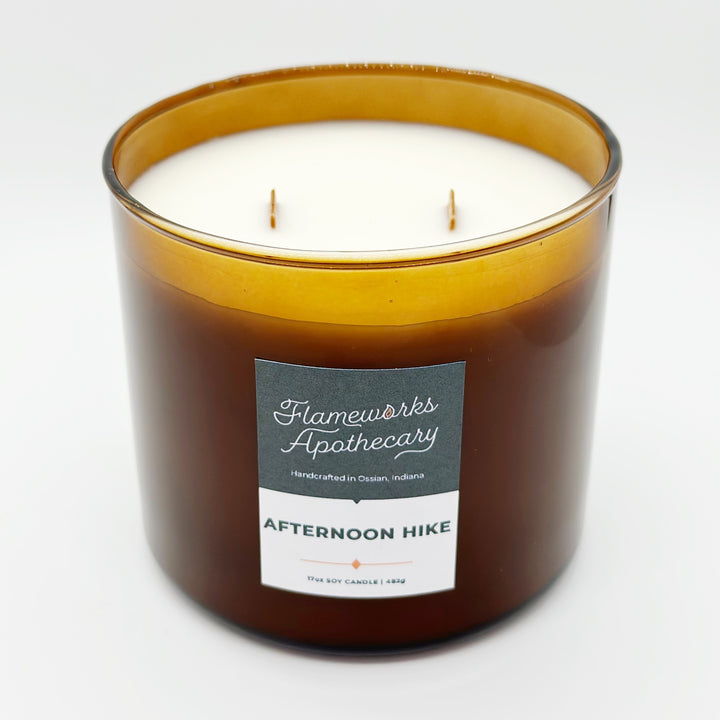 Afternoon Hike 17 oz Double Wick Amber Jar Candle