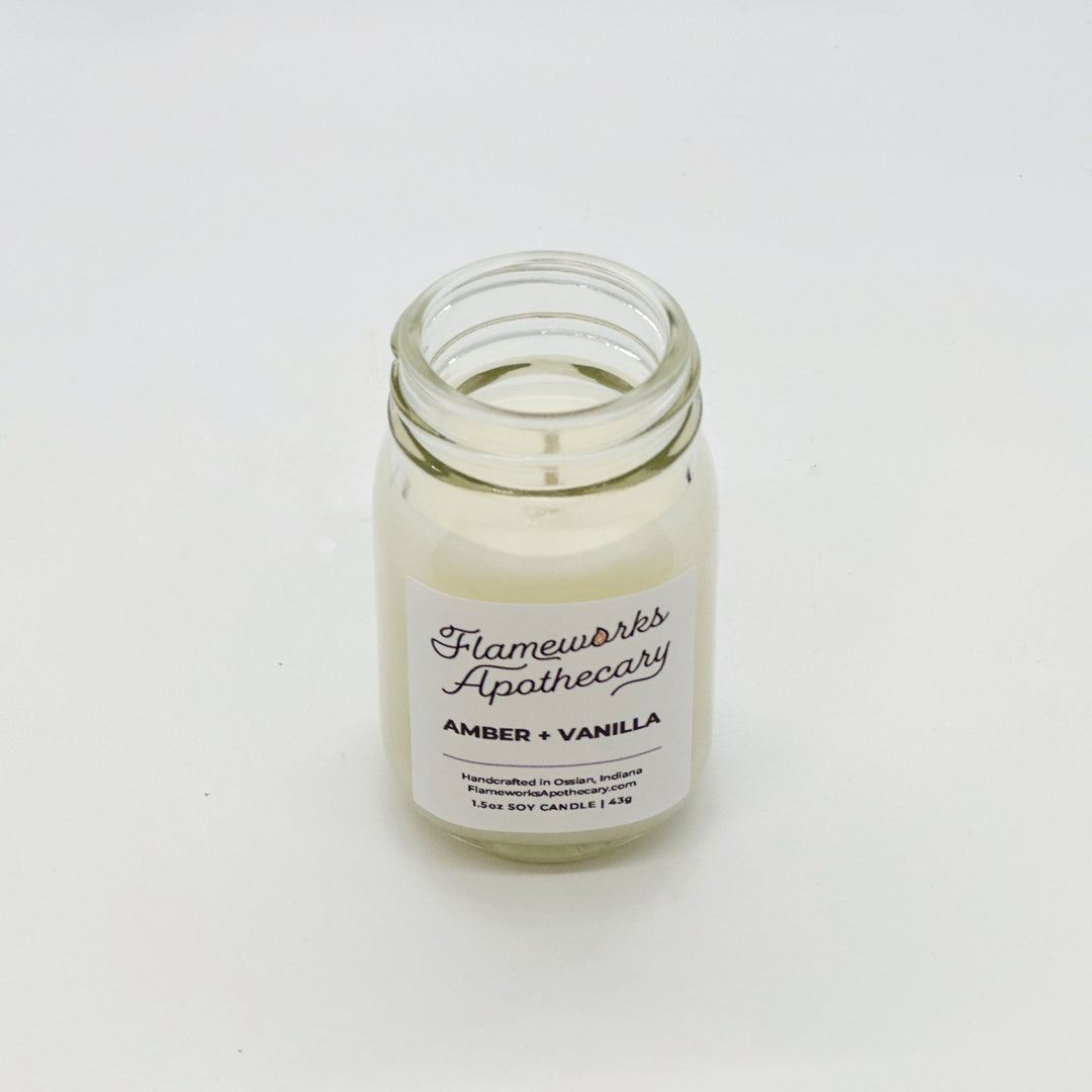 Amber + Vanilla 1.5 oz Mini Mason Jar Candle