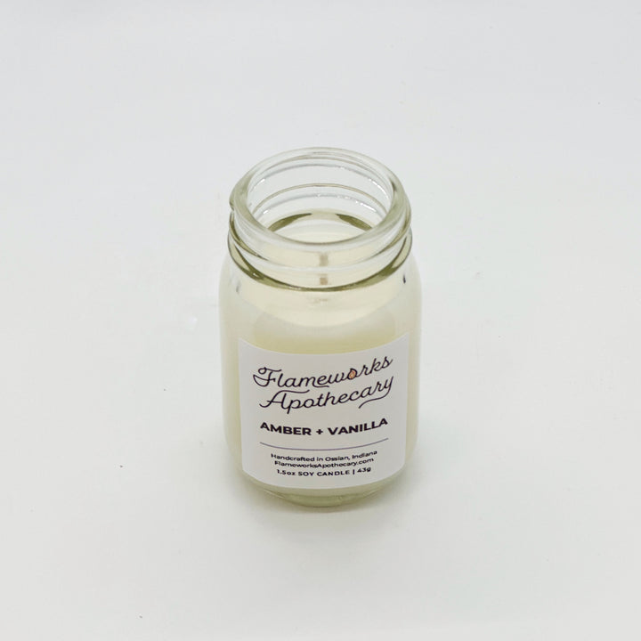 Amber + Vanilla 1.5 oz Mini Mason Jar Candle