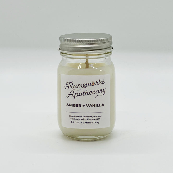 Amber + Vanilla 1.5 oz Mini Mason Jar Candle