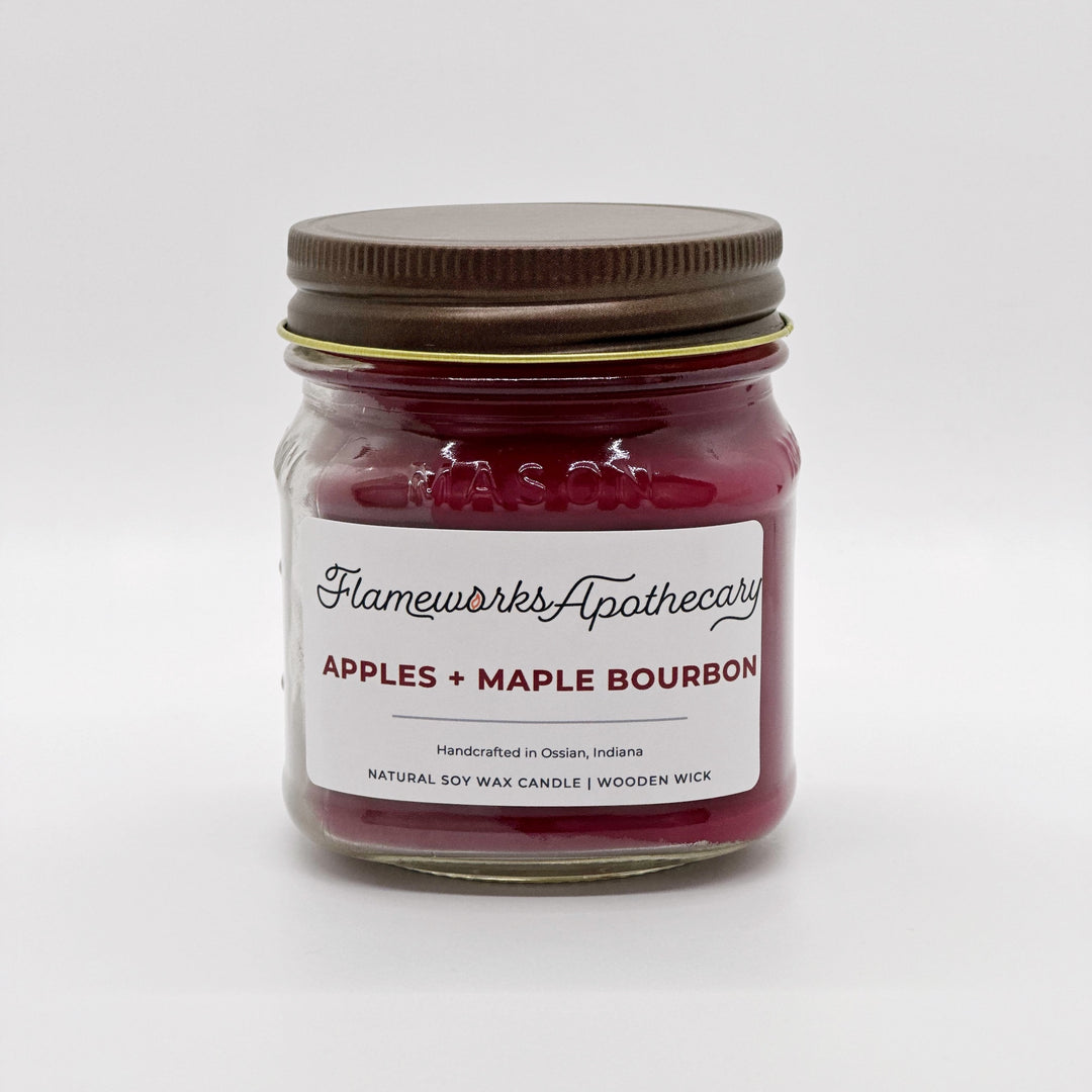 Apples + Maple Bourbon 8 oz Mason Jar Candle