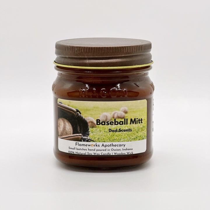 Baseball Mitt 8 oz Mason Jar Candle