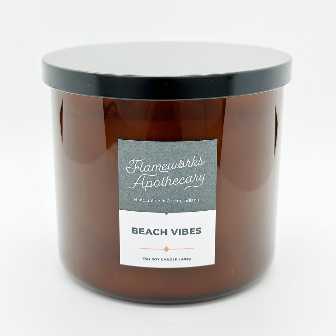 Beach Vibes 17 oz Double Wick Amber Jar Candle