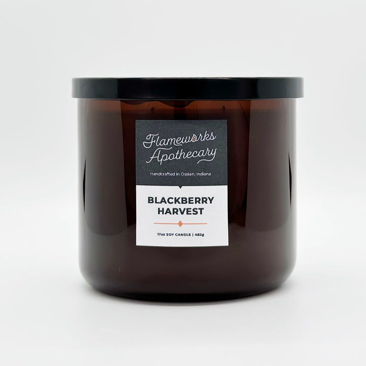 Blackberry Harvest 17 oz Double Wick Amber Jar Candle