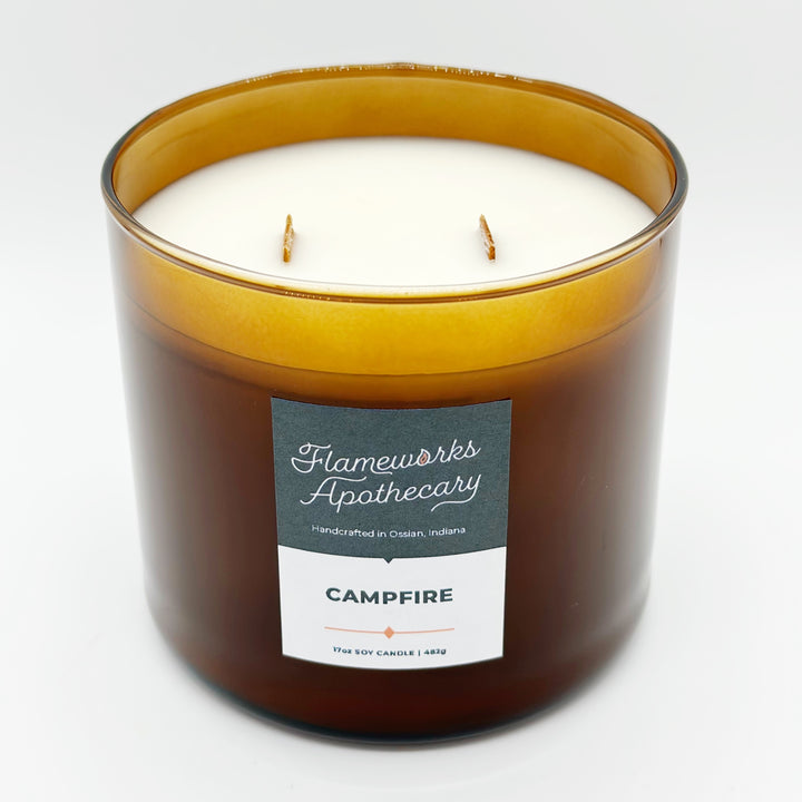 Campfire 17 oz Double Wick Amber Jar Candle