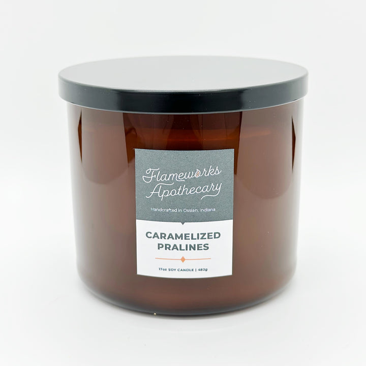 Caramelized Pralines 17 oz Double Wick Amber Jar Candle
