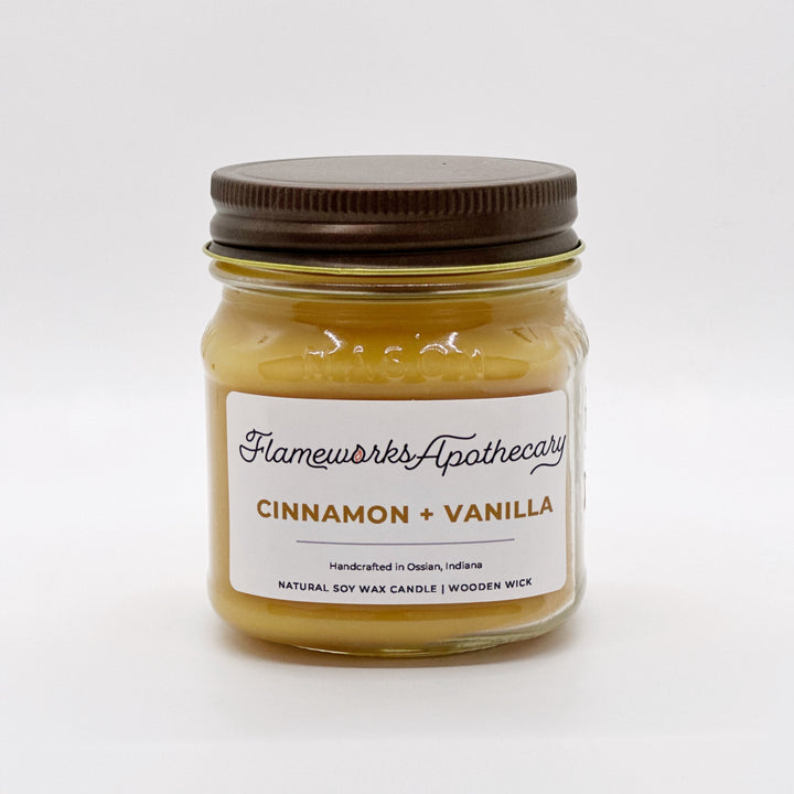 Cinnamon + Vanilla 8 oz Mason Jar Candle