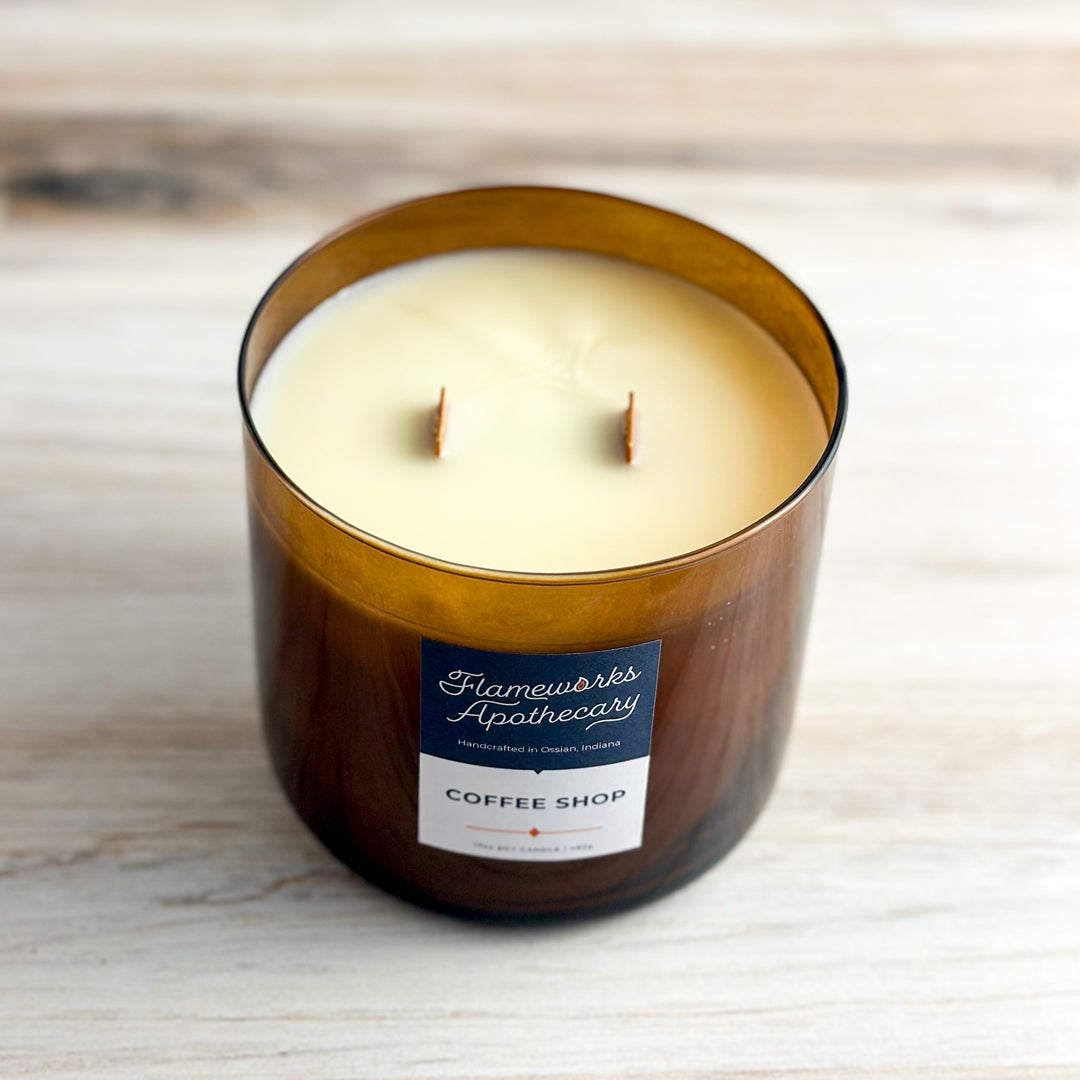 Coffee Shop 17 oz Double Wick Amber Jar Candle