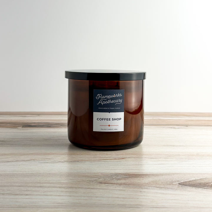 Coffee Shop 17 oz Double Wick Amber Jar Candle