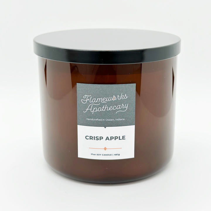 Crisp Apple 17 oz Double Wick Amber Jar Candle