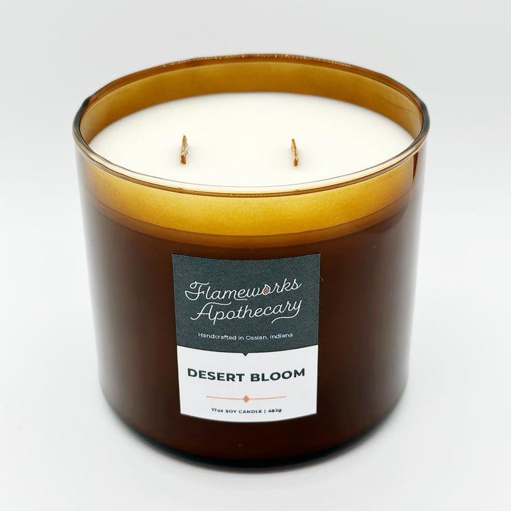 Desert Bloom 17 oz Double Wick Amber Jar Candle