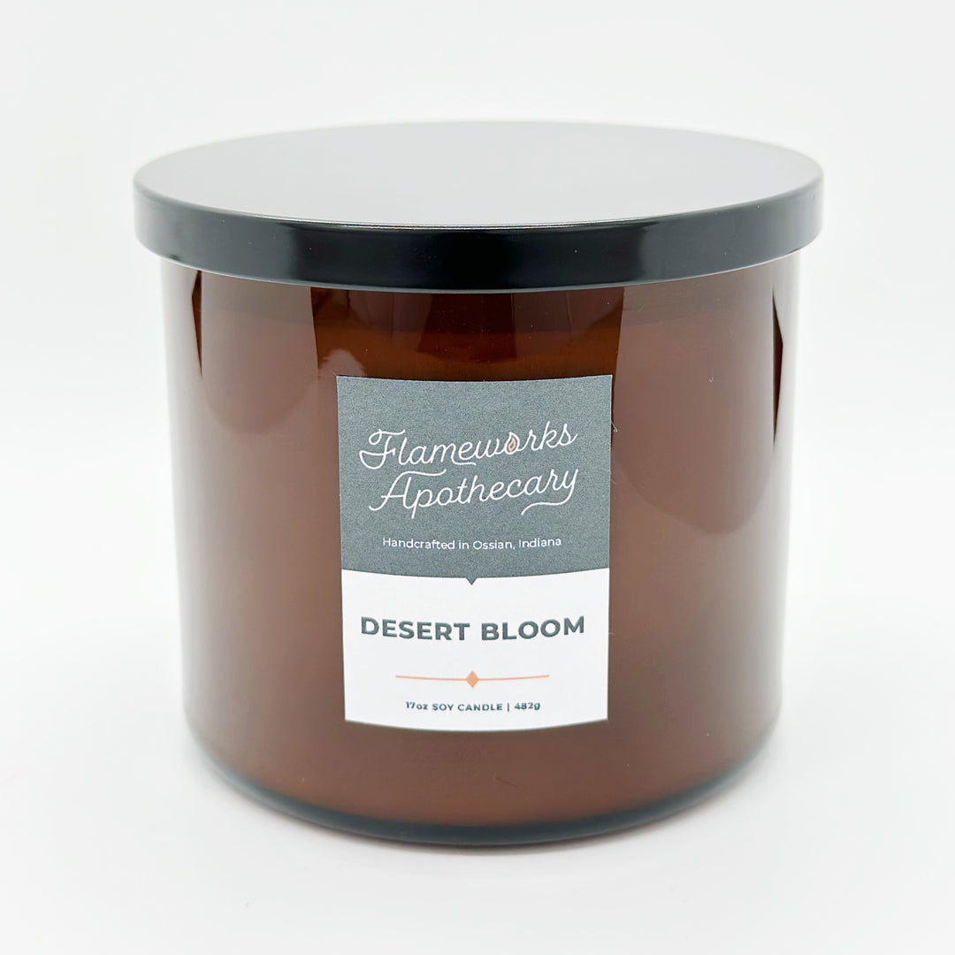 Desert Bloom 17 oz Double Wick Amber Jar Candle