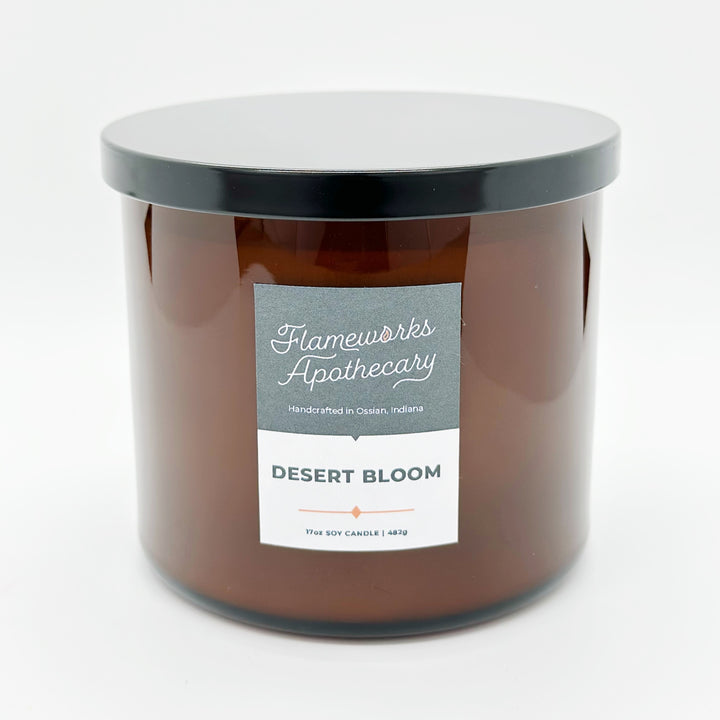 Desert Bloom 17 oz Double Wick Amber Jar Candle