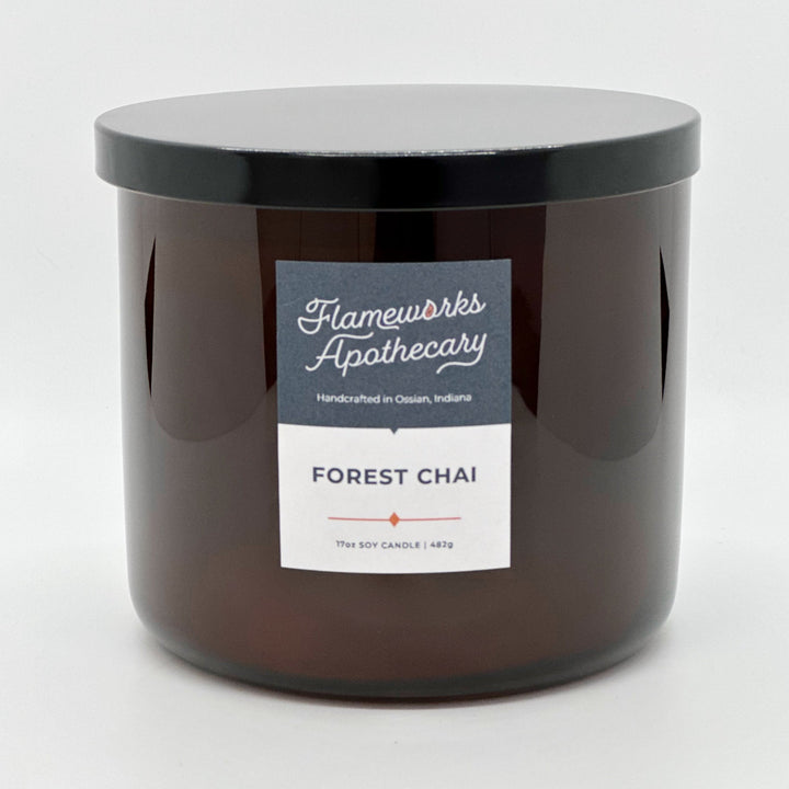 Forest Chai 17 oz Double Wick Amber Jar Candle