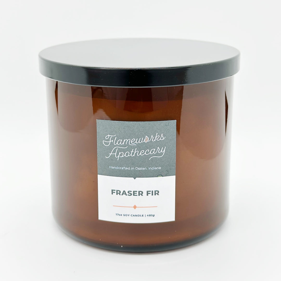 Fraser Fir 17 oz Double Wick Amber Jar Candle