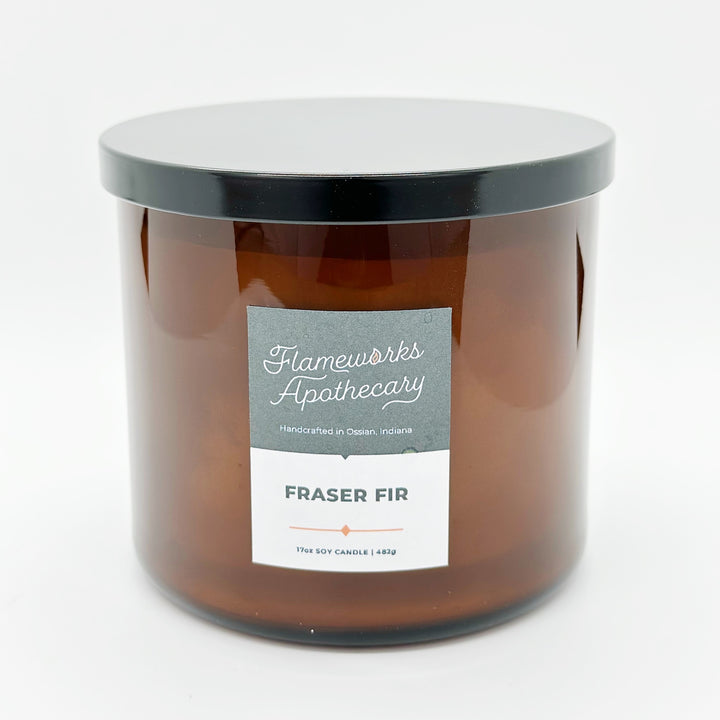 Fraser Fir 17 oz Double Wick Amber Jar Candle