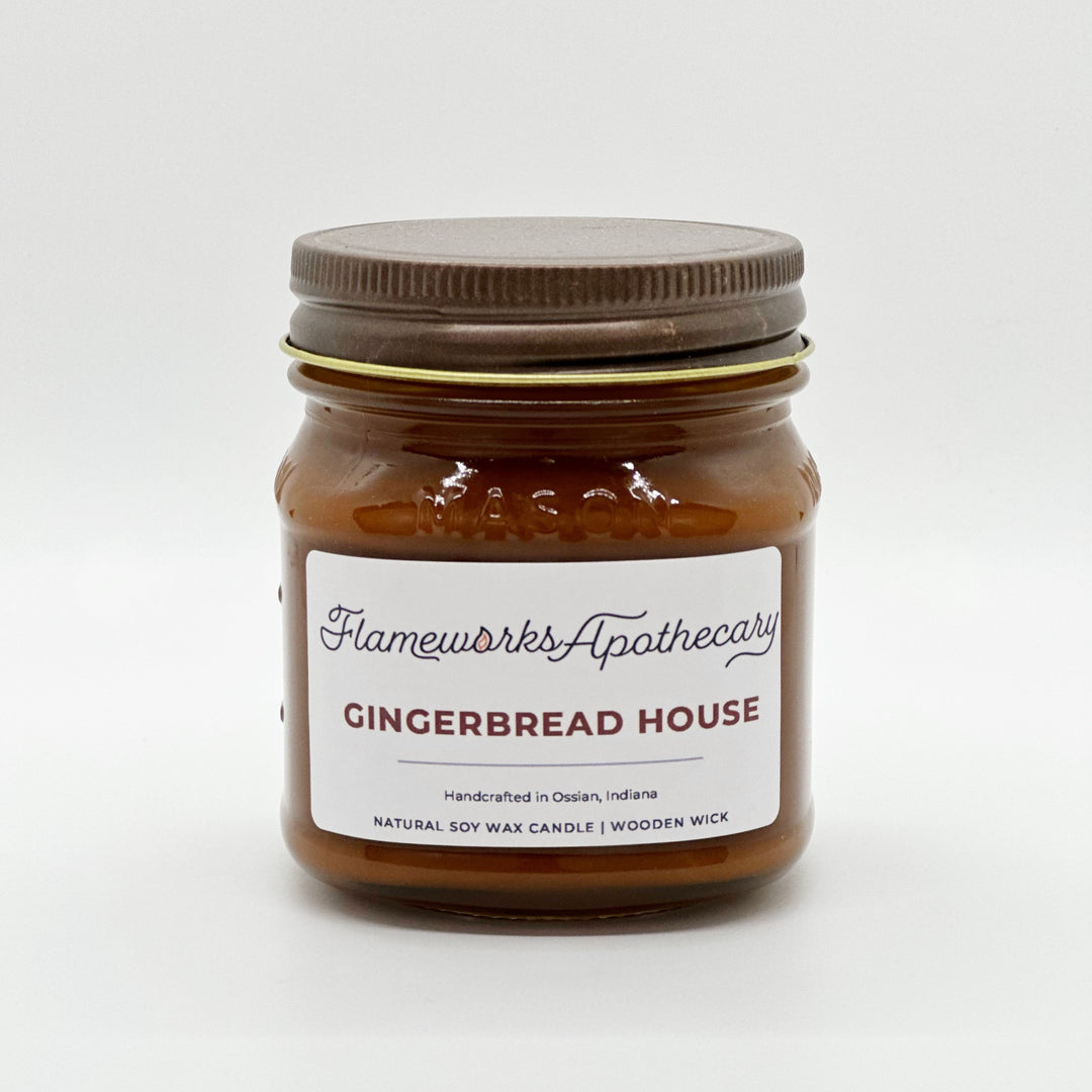 Gingerbread House 8 oz Mason Jar Candle
