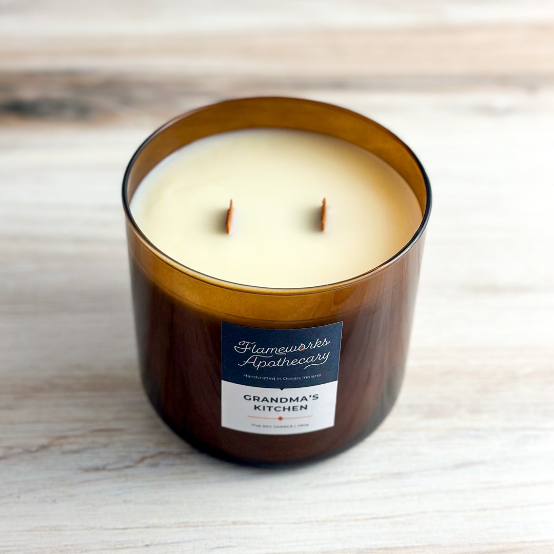 Grandma's Kitchen 17 oz Double Wick Amber Jar Candle