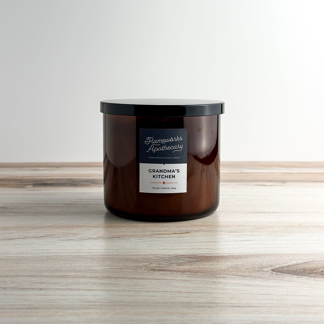 Grandma's Kitchen 17 oz Double Wick Amber Jar Candle