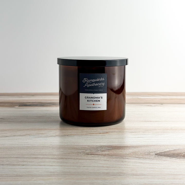 Grandma's Kitchen 17 oz Double Wick Amber Jar Candle