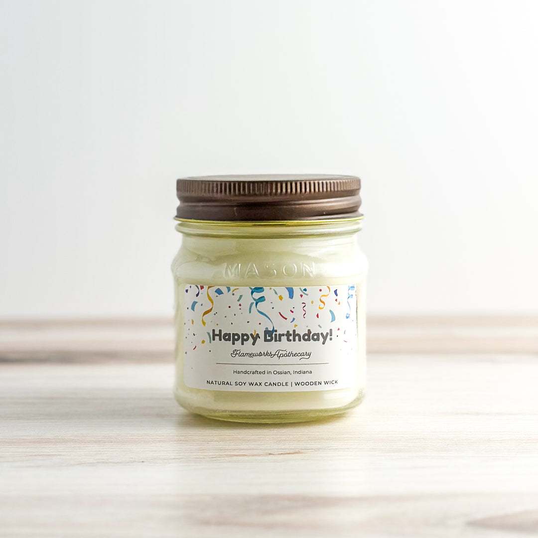 Happy Birthday 8 oz Mason Jar Candle