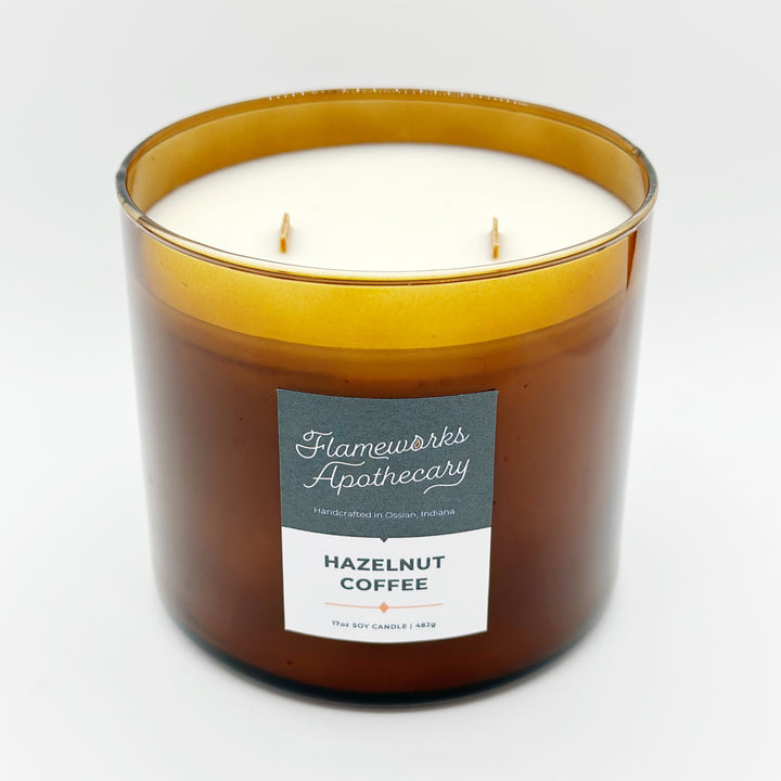 Hazelnut Coffee 17 oz Double Wick Amber Jar Candle