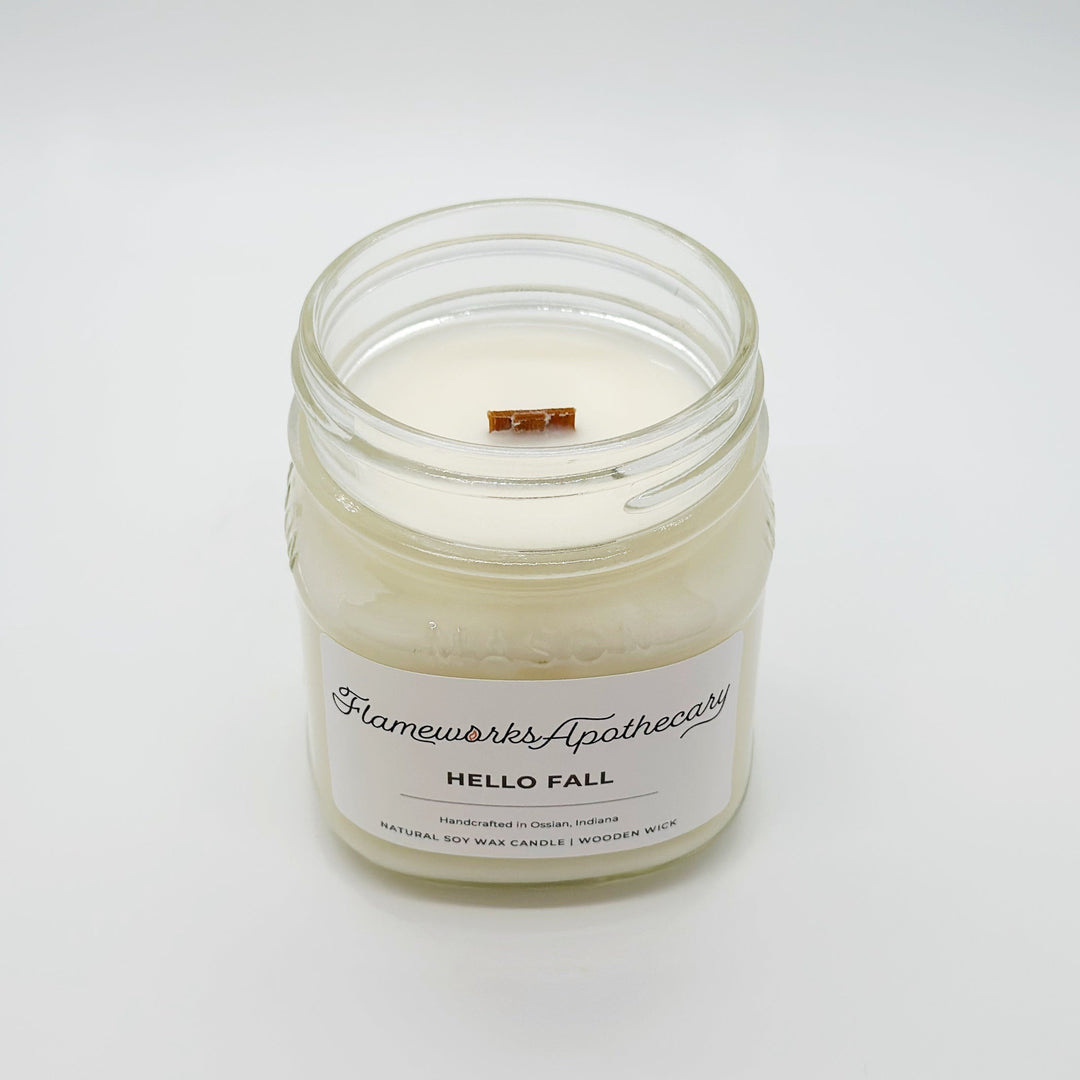 Hello Fall 8 oz Mason Jar Candle