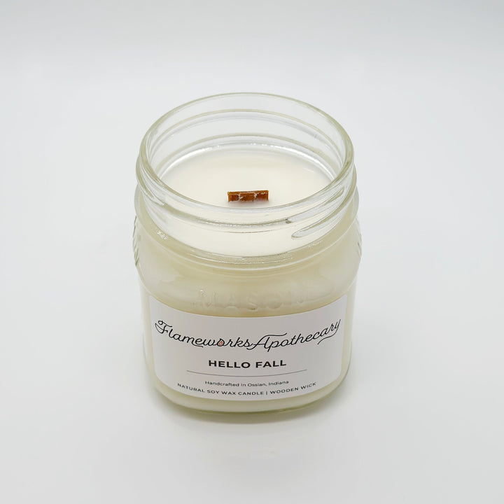 Hello Fall 8 oz Mason Jar Candle