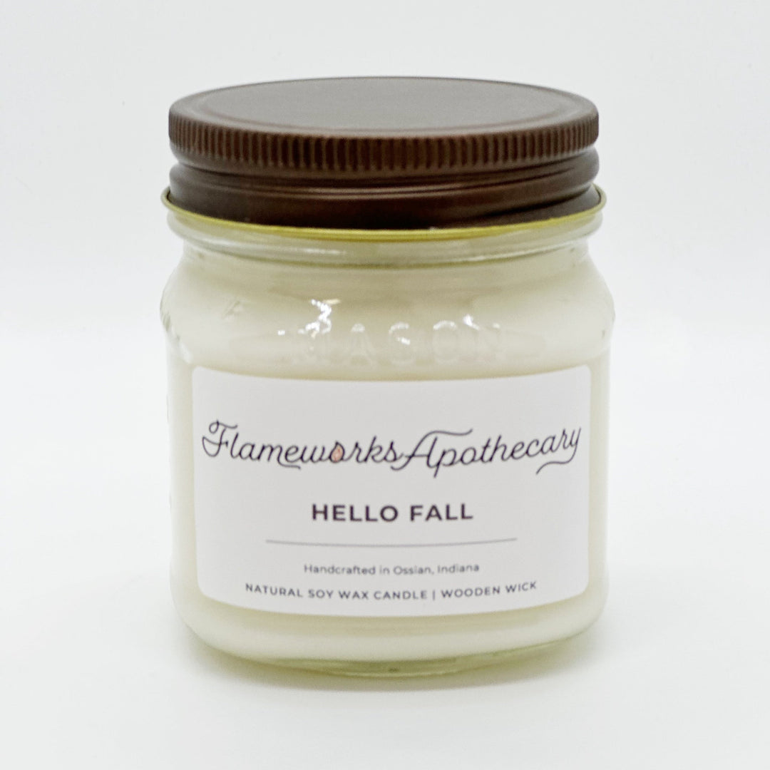 Hello Fall 8 oz Mason Jar Candle