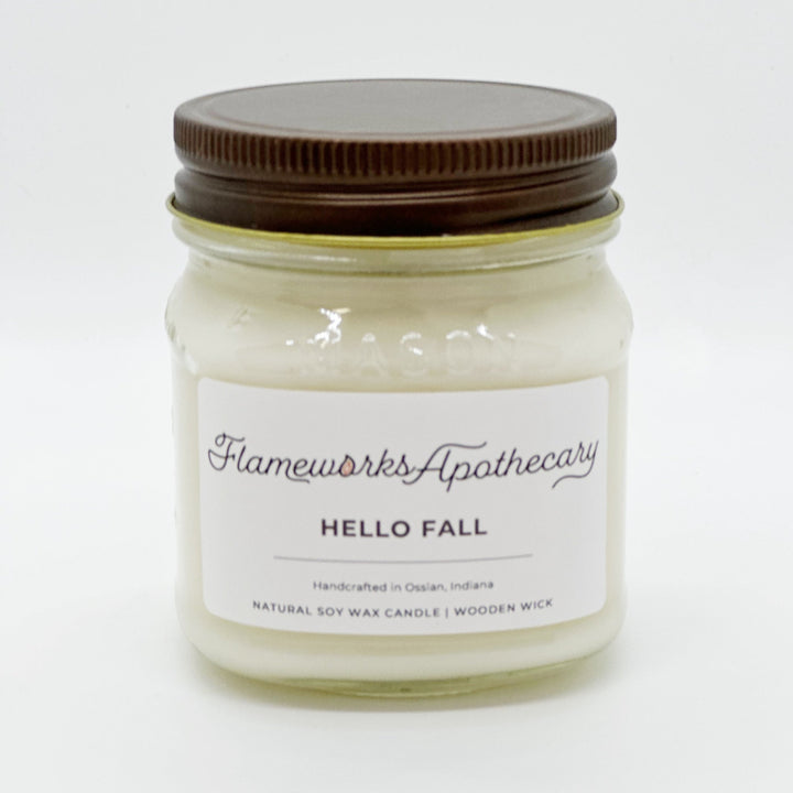 Hello Fall 8 oz Mason Jar Candle