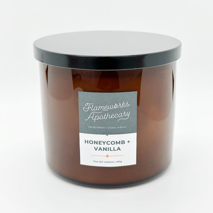 Honeycomb + Vanilla 17 oz Double Wick Amber Jar Candle