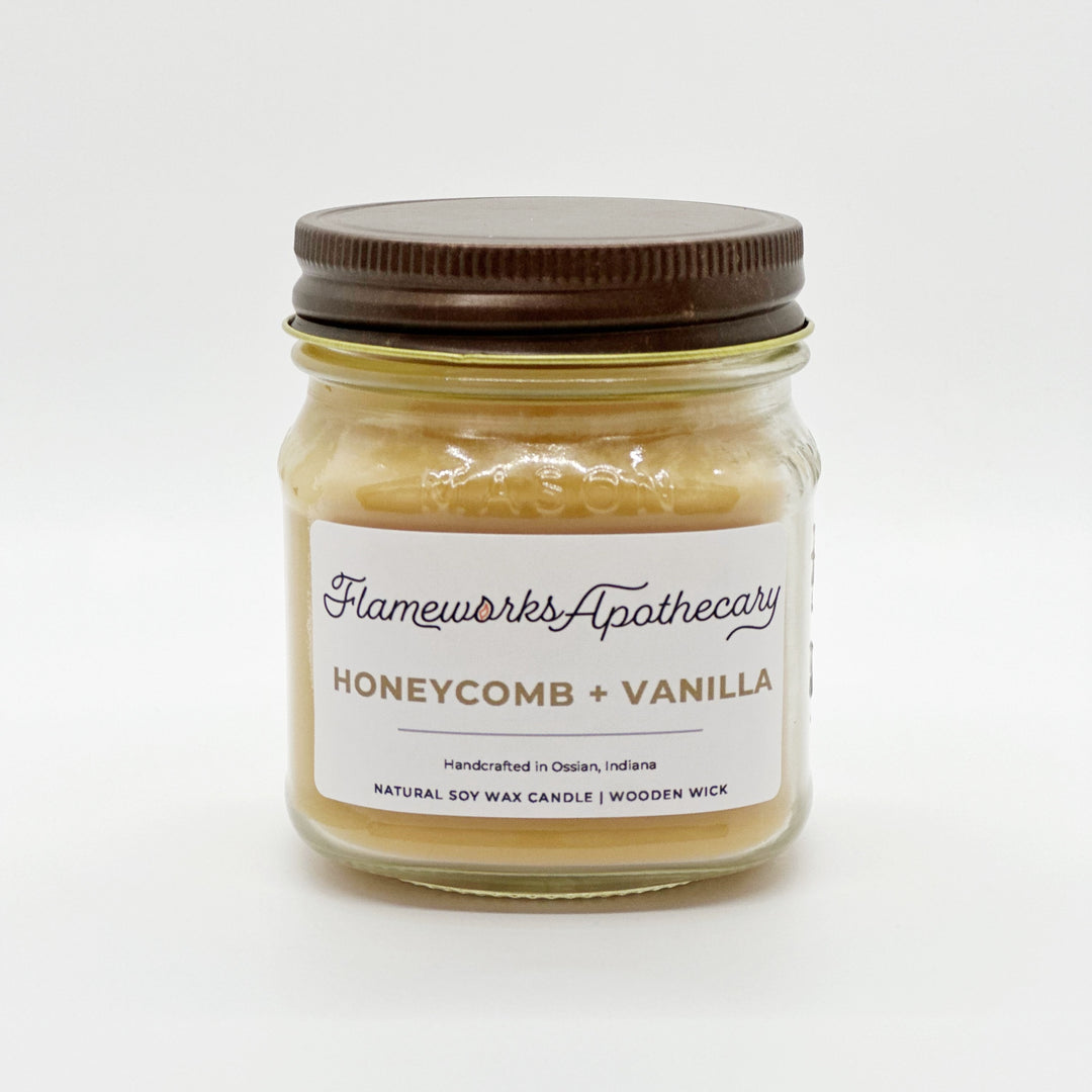 Honeycomb + Vanilla 8 oz Mason Jar Candle