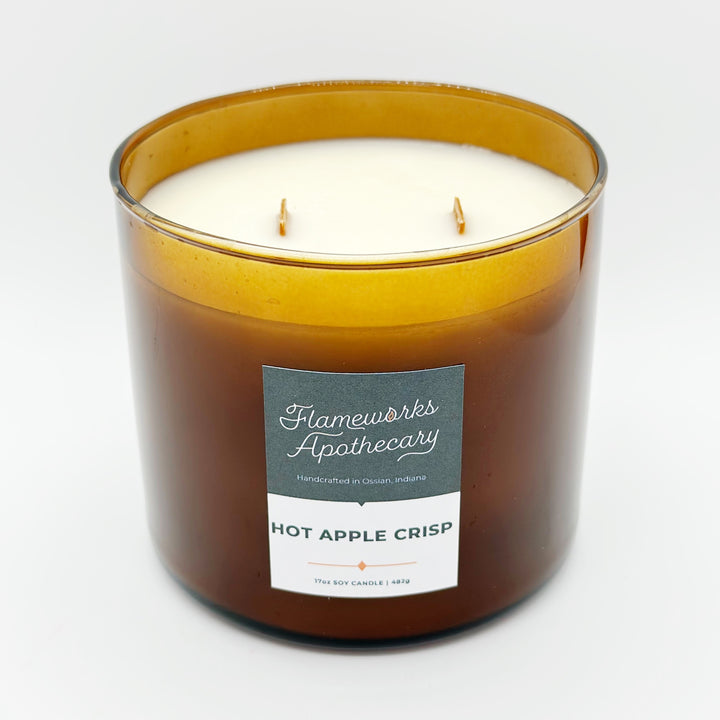 Hot Apple Crisp 17 oz Double Wick Amber Jar Candle
