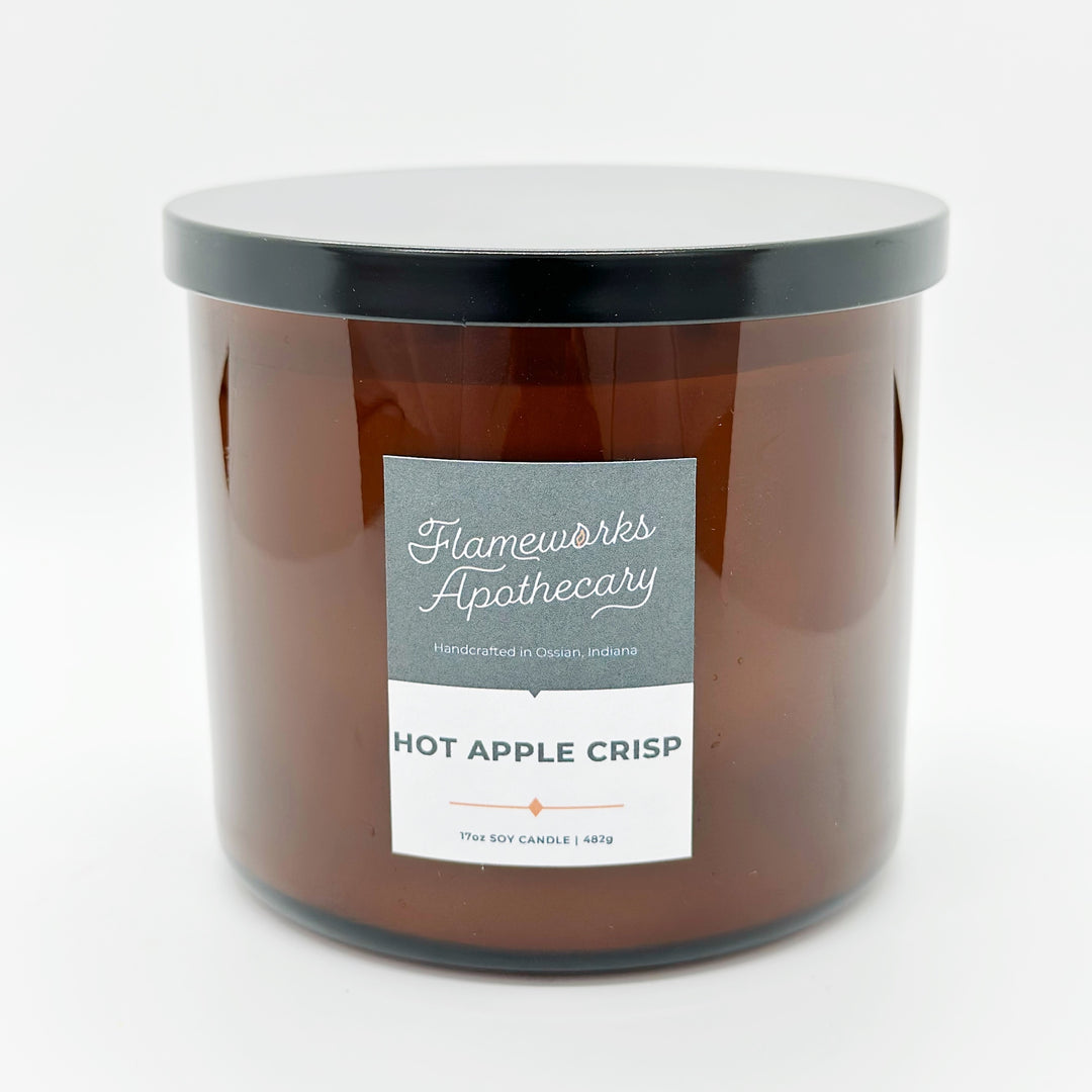 Hot Apple Crisp 17 oz Double Wick Amber Jar Candle