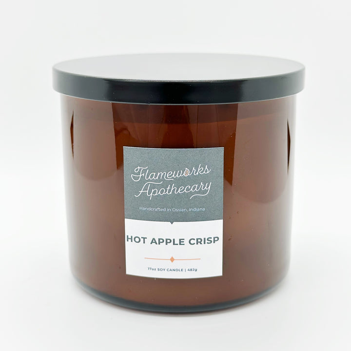 Hot Apple Crisp 17 oz Double Wick Amber Jar Candle