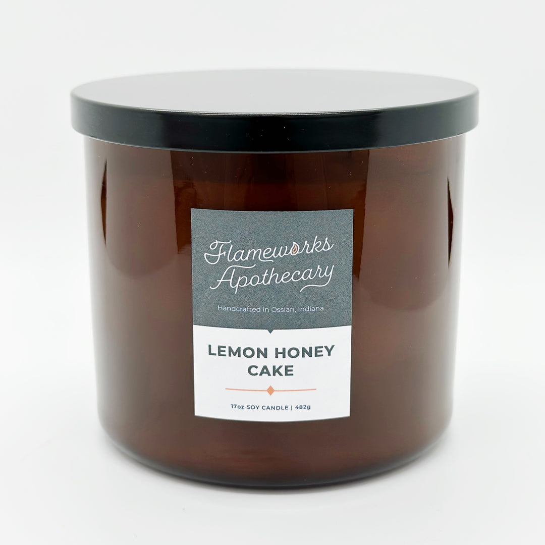 Lemon Honey Cake 17 oz Double Wick Amber Jar Candle