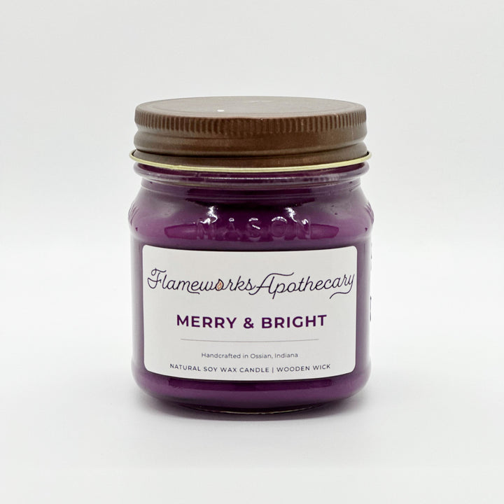 Merry & Bright 8 oz Mason Jar Candle