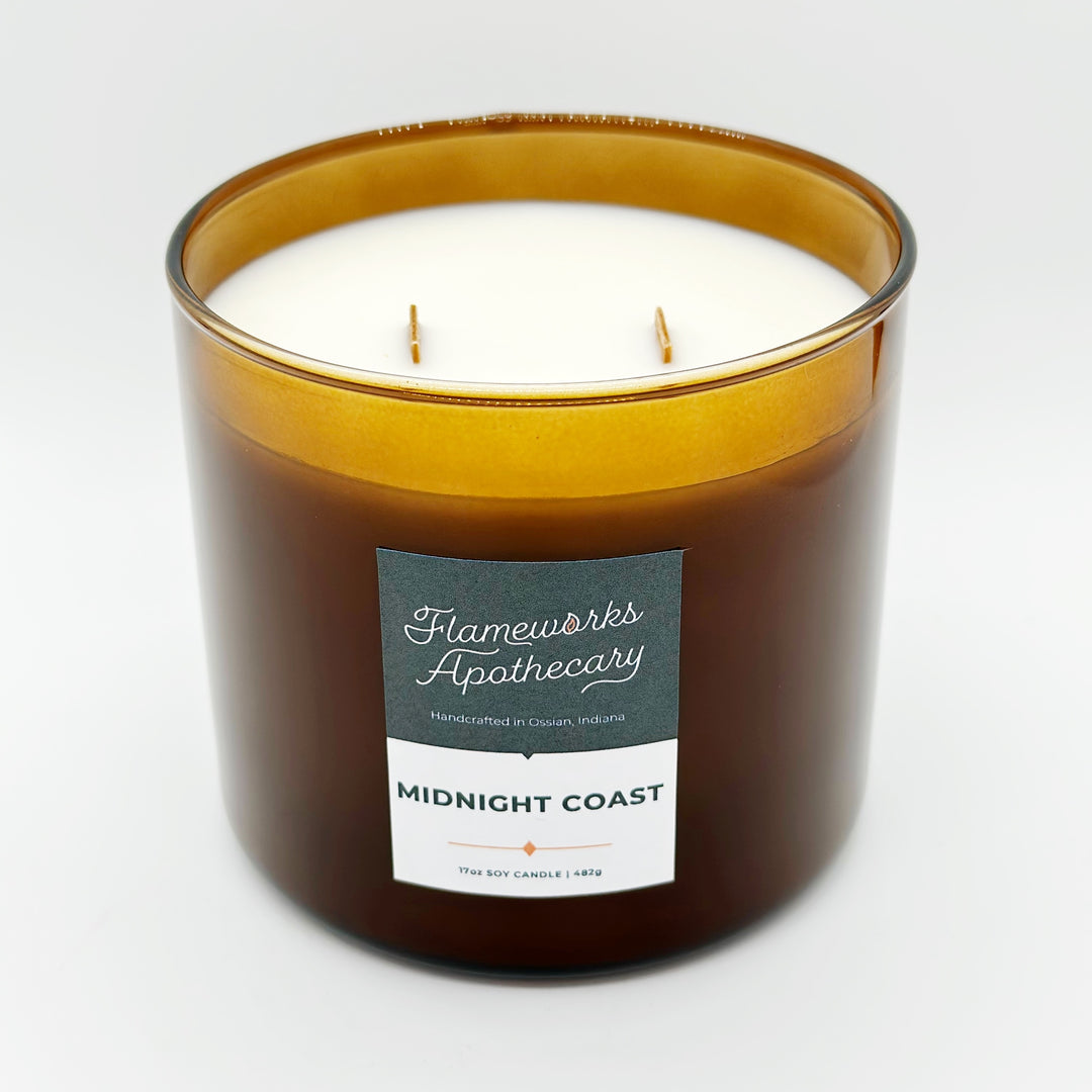 Midnight Coast 17 oz Double Wick Amber Jar Candle