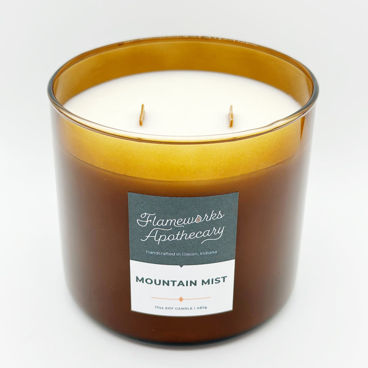 Mountain Mist 17 oz Double Wick Amber Jar Candle