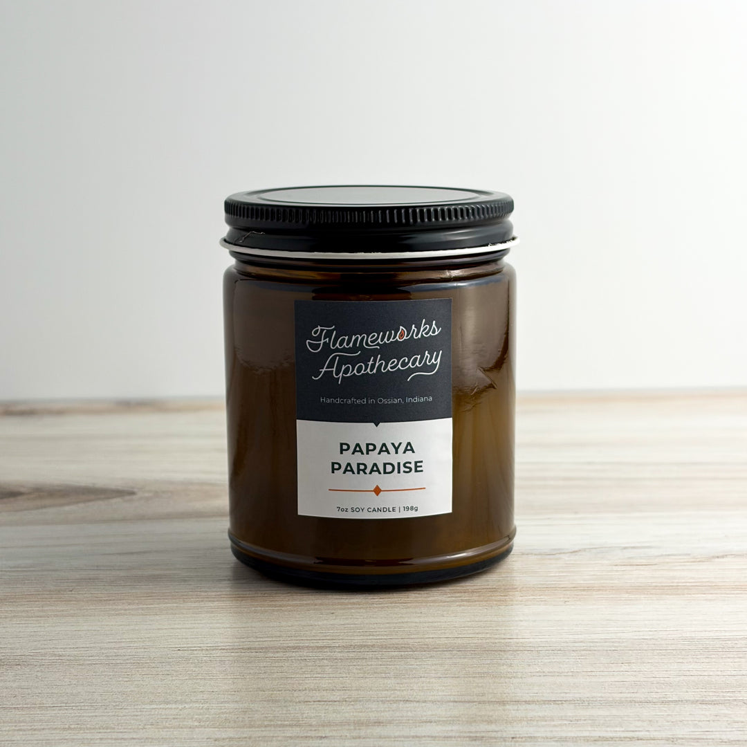 Papaya Paradise 7 oz Amber Jar Candle