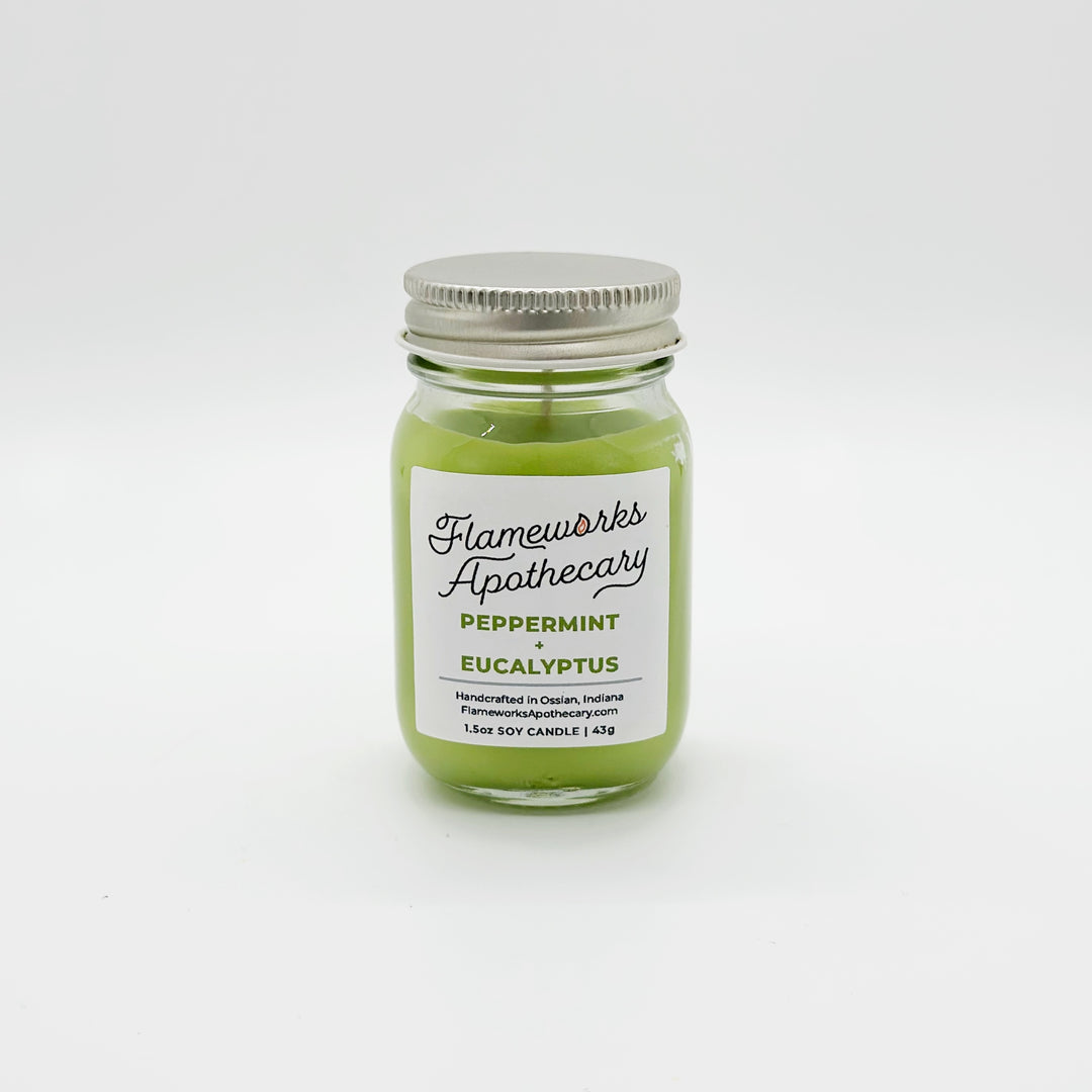 Peppermint + Eucalyptus 1.5 oz Mini Mason Jar Candle