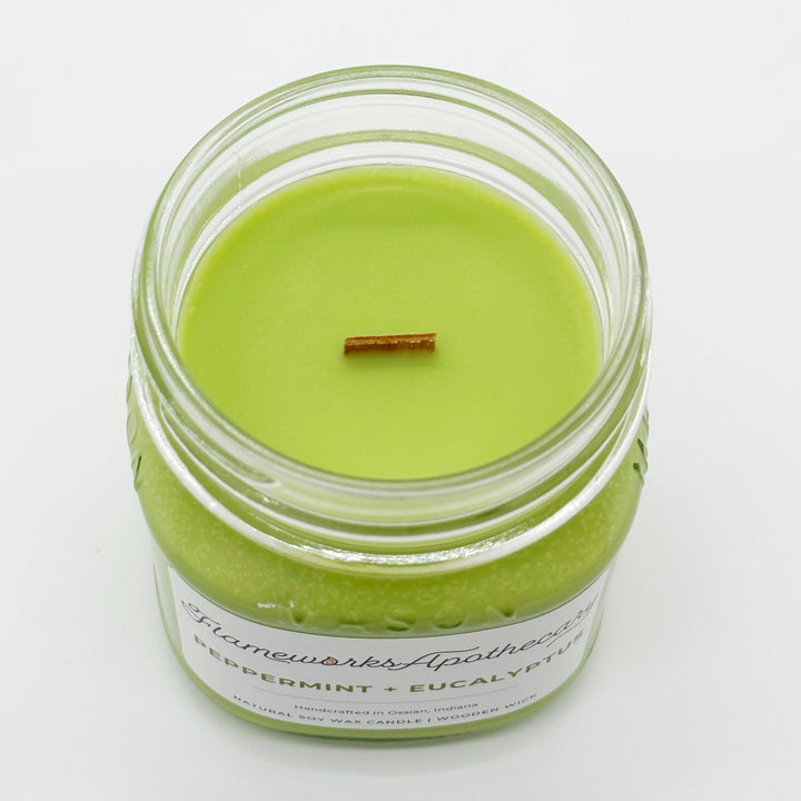Peppermint + Eucalyptus 8 oz Mason Jar Candle