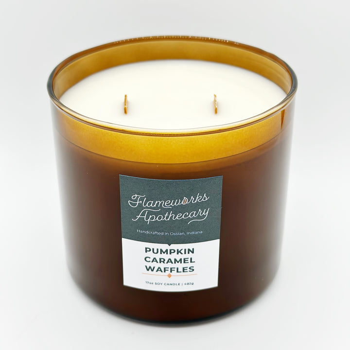 Pumpkin Caramel Waffles 17 oz Double Wick Amber Jar Candle