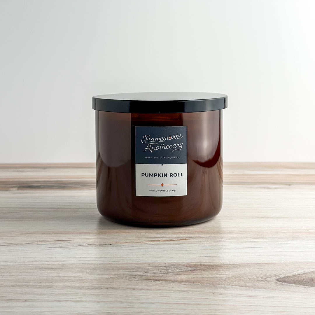 Pumpkin Roll 17 oz Double Wick Amber Jar Candle