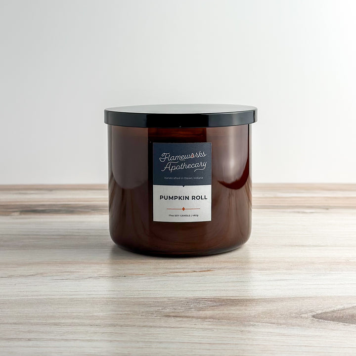 Pumpkin Roll 17 oz Double Wick Amber Jar Candle