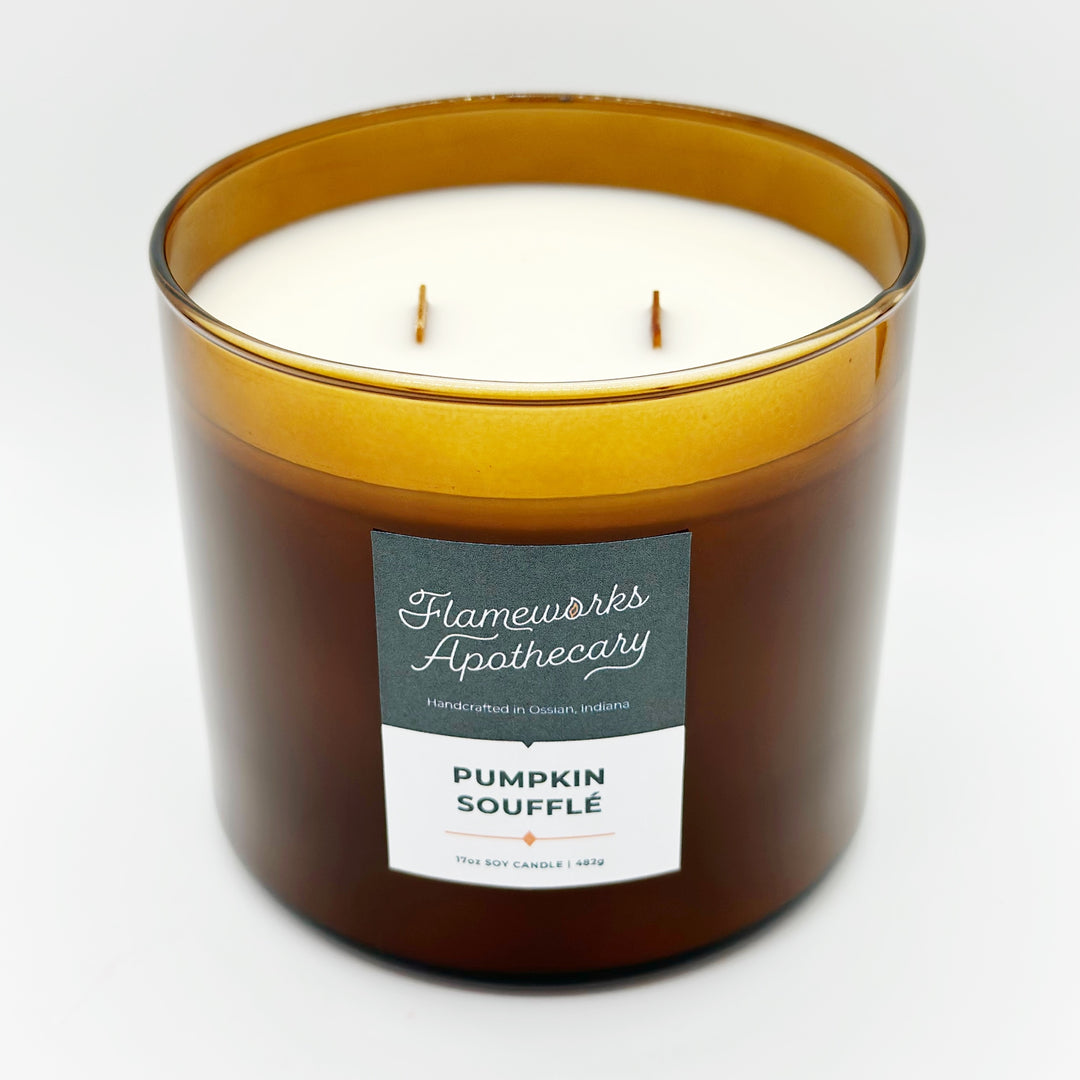 Pumpkin Soufflé 17 oz Double Wick Amber Jar Candle